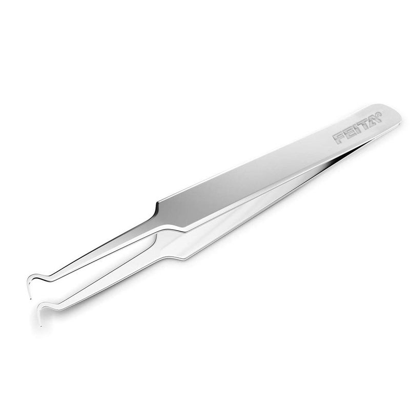 FEITA Blackhead Acne Extraction Tweezers - FEITA Pro & Surgical-Grade Stainless Steel Bend Curved Comedone Extractor Tweezer Tool for Remove Whitehead and Clogged Pores, Pimple - Silver - Image 1